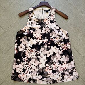Banana Republic Floral Tank Top Black Pink Size S Sleeveless Racer Back T Strap‎